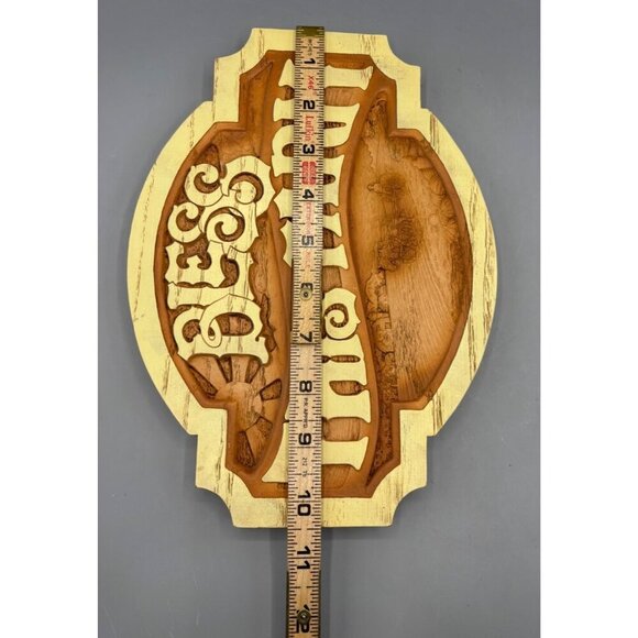 Vtg Wooden Bless This Farm Wall Hanging Rustic Decor Carved Design - Picture 5 of 5